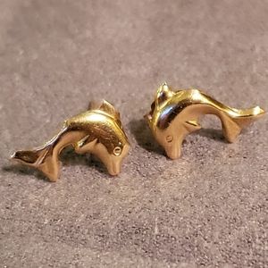 Genuine 14k gold dolphin earrings